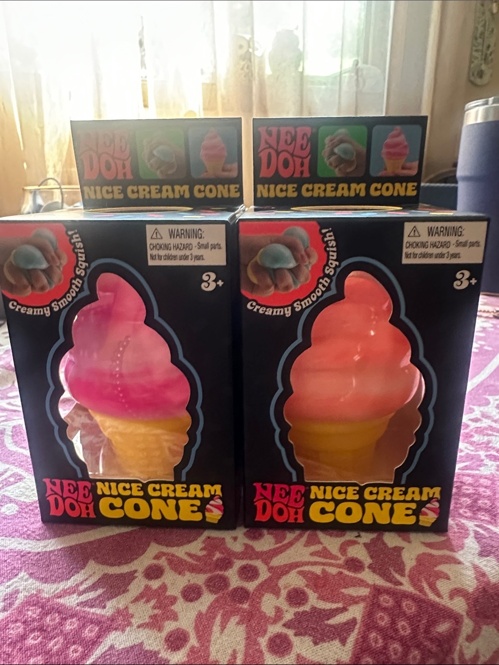 Nice Cream Cone Squishy Toy - Pink and Orange